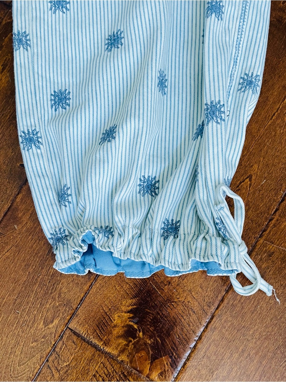 Light Blue Printed Drawstring Pants - Picture 2 of 5